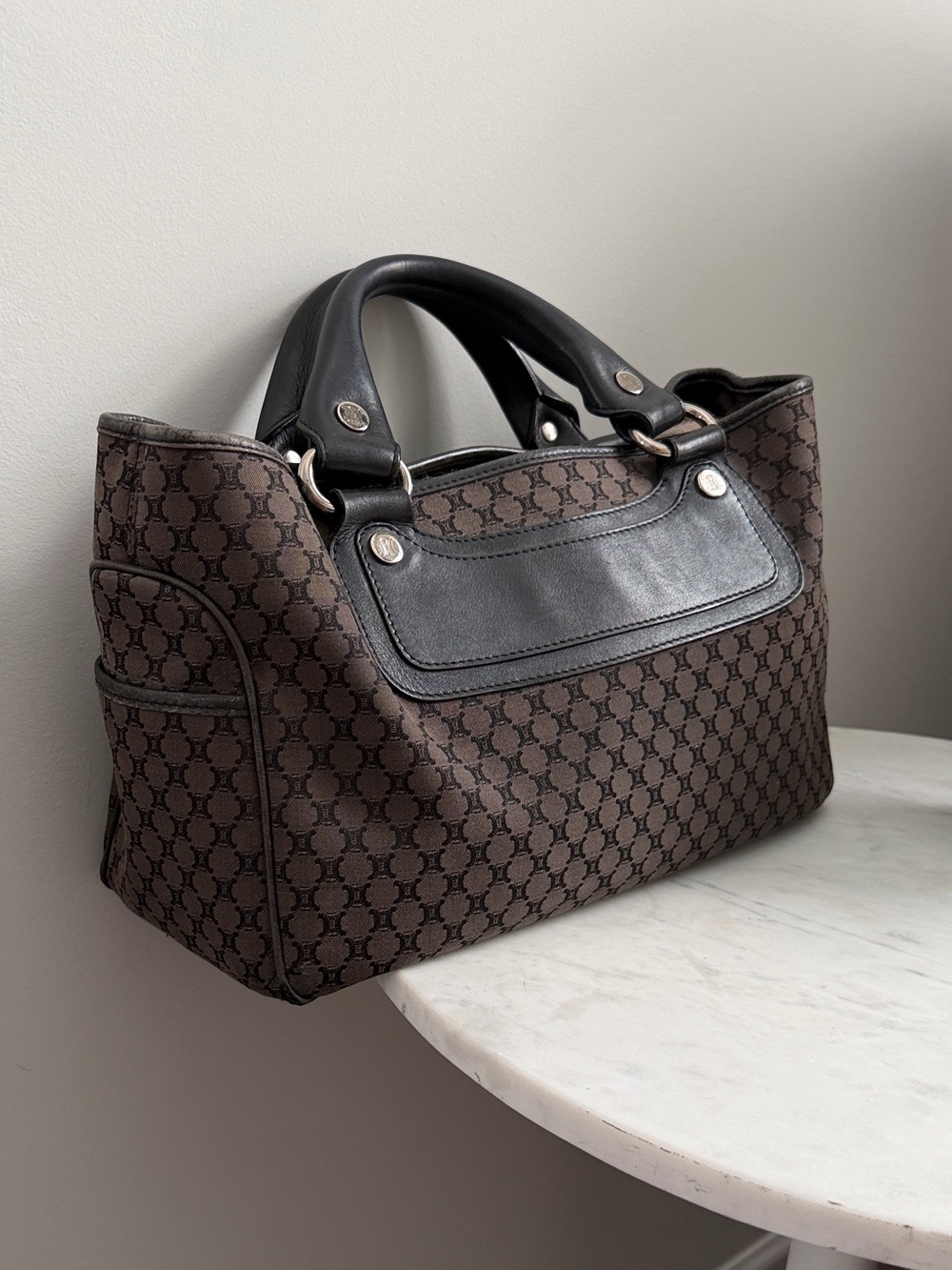 Celine Brown Monogram Hobo with Black Handles Vintage - Picture 7 of 12
